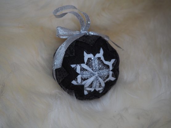 black white and silver ornament